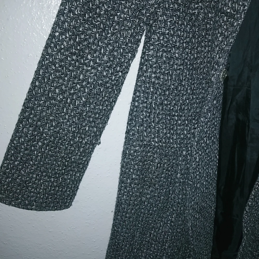 Anthropologie Beth Bowley L Tweed Double Breasted Overcoat in Black White - Picture 4 of 9